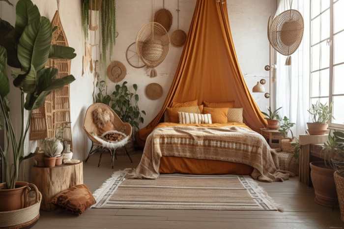 How to decorate apartment bedroom boho cozy woman