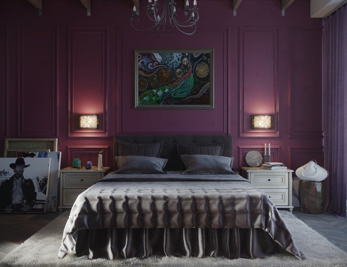 How to decorate a dark purple room