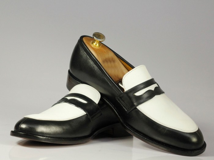 Mens white and black dress shoes