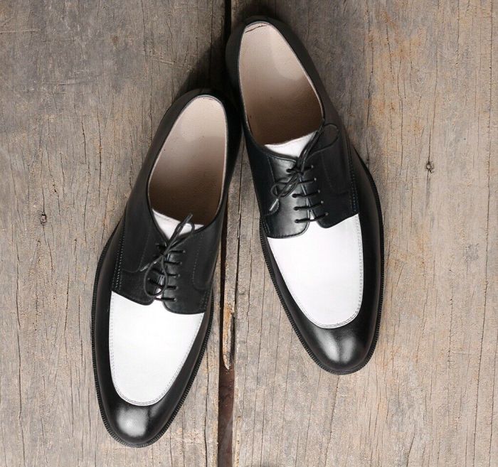 Mens white and black dress shoes